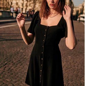 Sezane Black Button-Down Dress